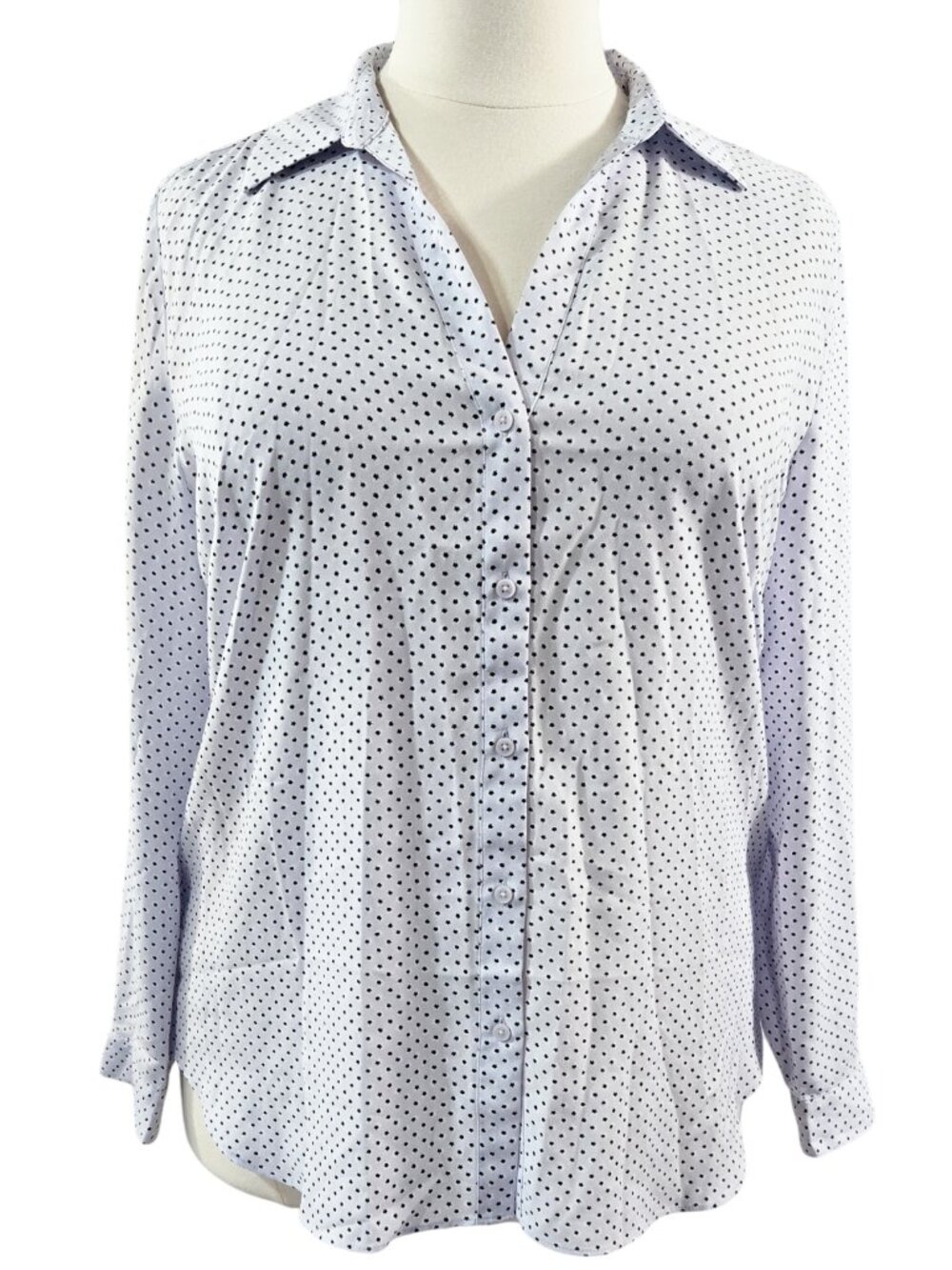 Ann Taylor NWT Light Periwinkle Blue Abstract Star Dot Button-Up Shirt Whimsical